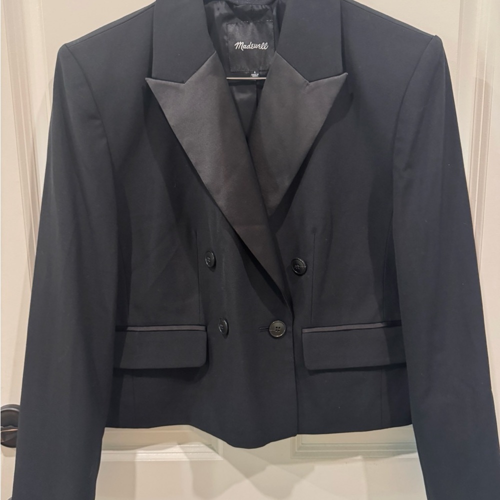 Madewell Black Cropped Double-Breasted Blazer - Picture 6 of 11
